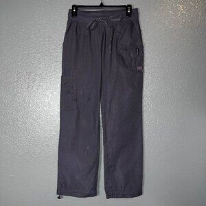 Green Town Gray Cargo Scrub Pants Women’s Medium – Drawstring Waist, Zip Pocket,